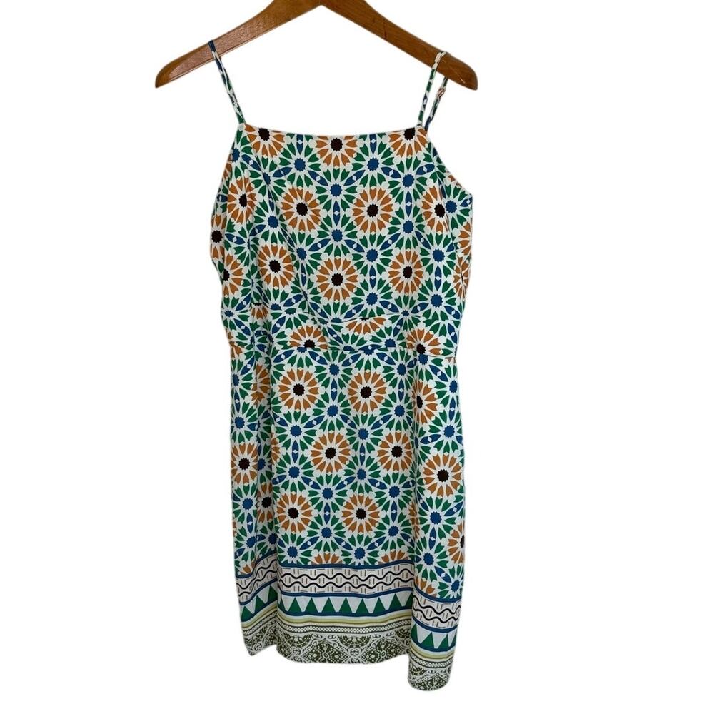 Sam Edelman Mediterranean Mosaic Print Shift Dress Size 8 NWT Green Multi